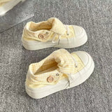 Women Canvas Shoes Thick Sole White Sneakers