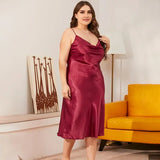 Women Satin Chemise Nightdress Plus Size Sleepwear