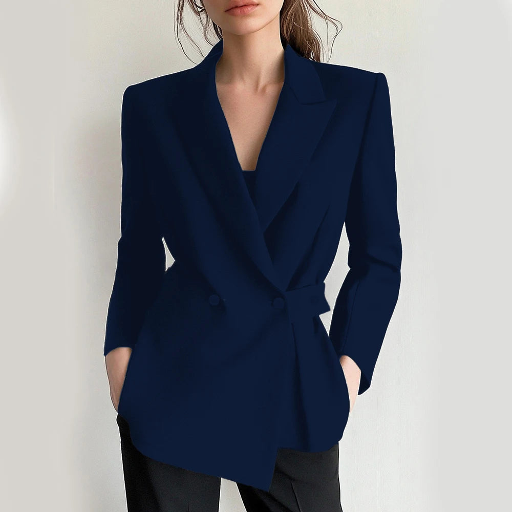 MuseForm™ – Buttoned Shawl Collar Blazer (Elegant Fit, Office Ready)