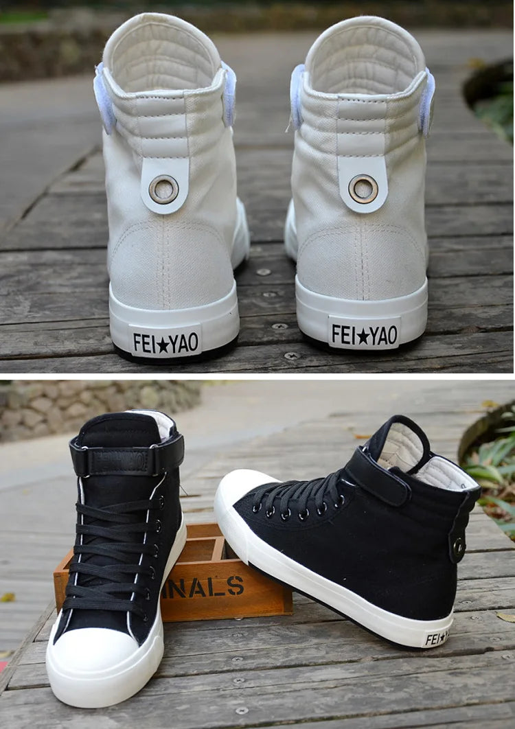 PureStep™ Men’s White High-Top Canvas Sneakers