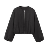Women Red Zipper Bomber Jacket