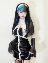 Sexy Anime Nun Leather Cosplay Outfit