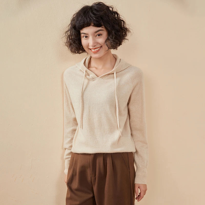 Women's 100% Cashmere Hooded Sweater