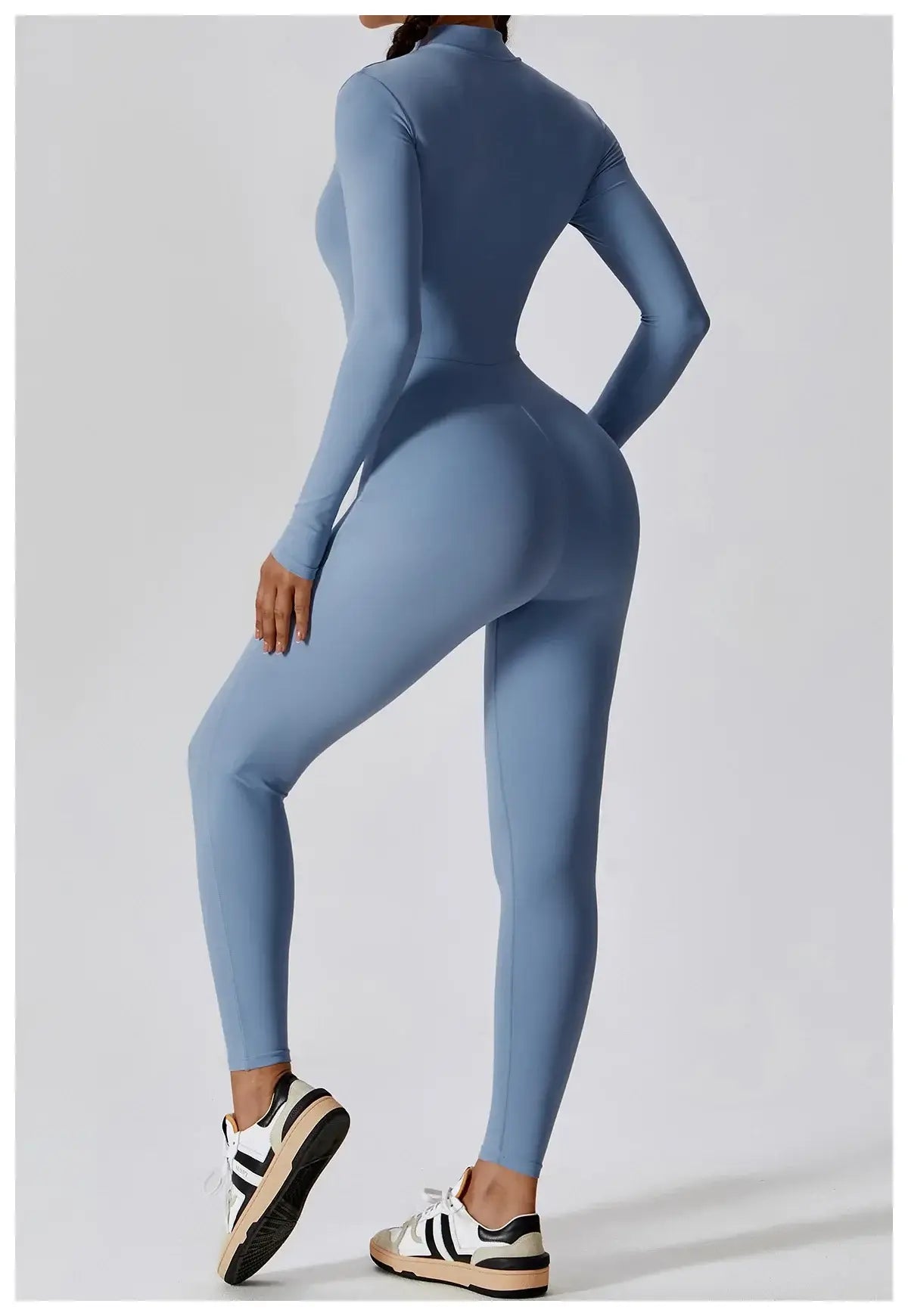 Women Fitness Zipper Long Sleeve Jumpsuit