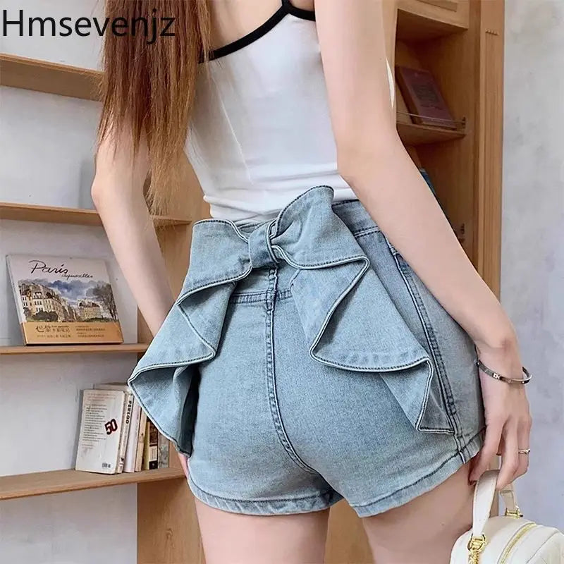 BowPop™ – Summer Hot Girl Denim Shorts (Hip Wrap, High Waist Fit)
