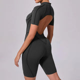 Women Sports Zipper Short Jumpsuit