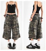 Women Camouflage Cargo Capri Shorts