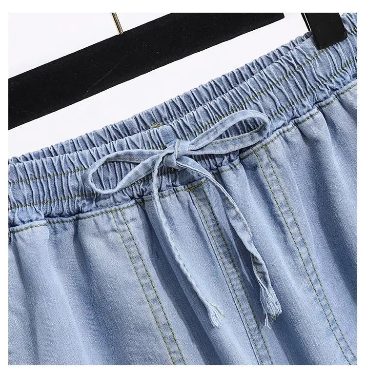 Women Ice Silk Wide Leg Jeans