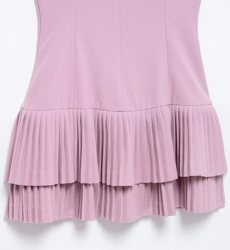 Women Pleated Backless Party Dress