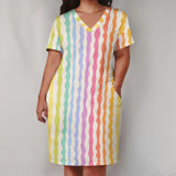 Women Sunflower V-Neck Beach Dress