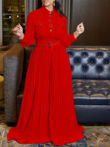 MaxiFit™ – Belted Button Maxi Office Jumpsuit (Work Chic, Waist-Defining & Longline)