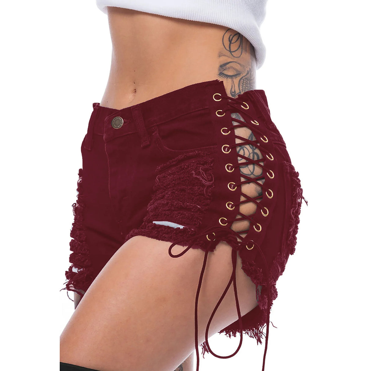Women's Ripped Tassel Denim Shorts