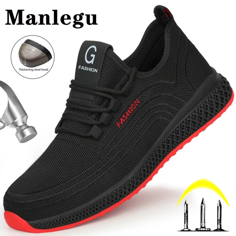 Manlegu Air Mesh Lightweight Safety Sneakers