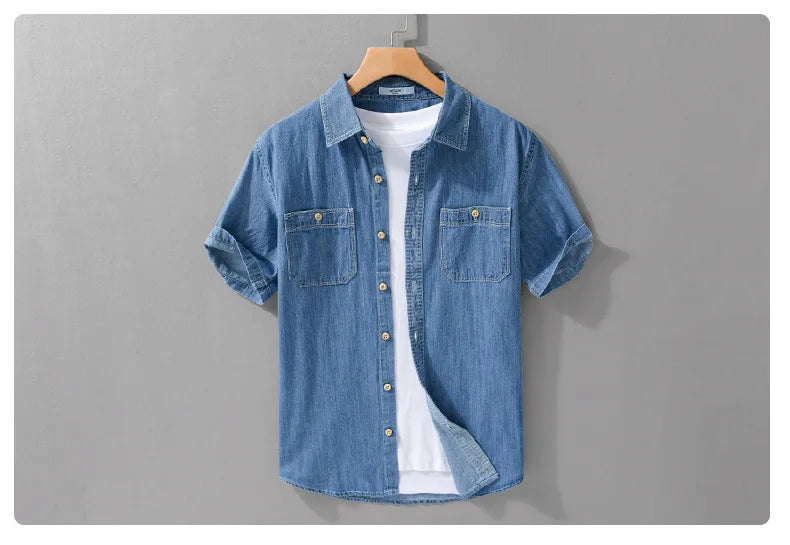 Men Denim Short Sleeve Shirt
