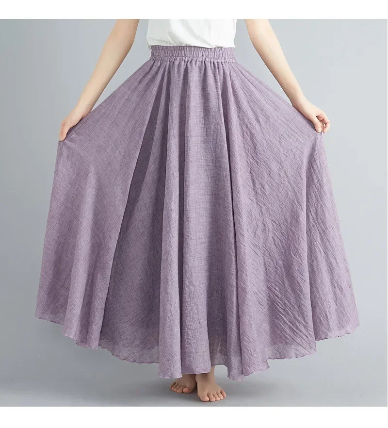 Women Linen Maxi Skirt