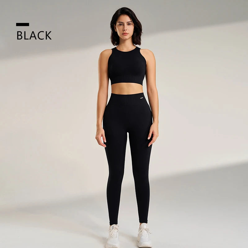 Women High Waist Leggings & Top Set
