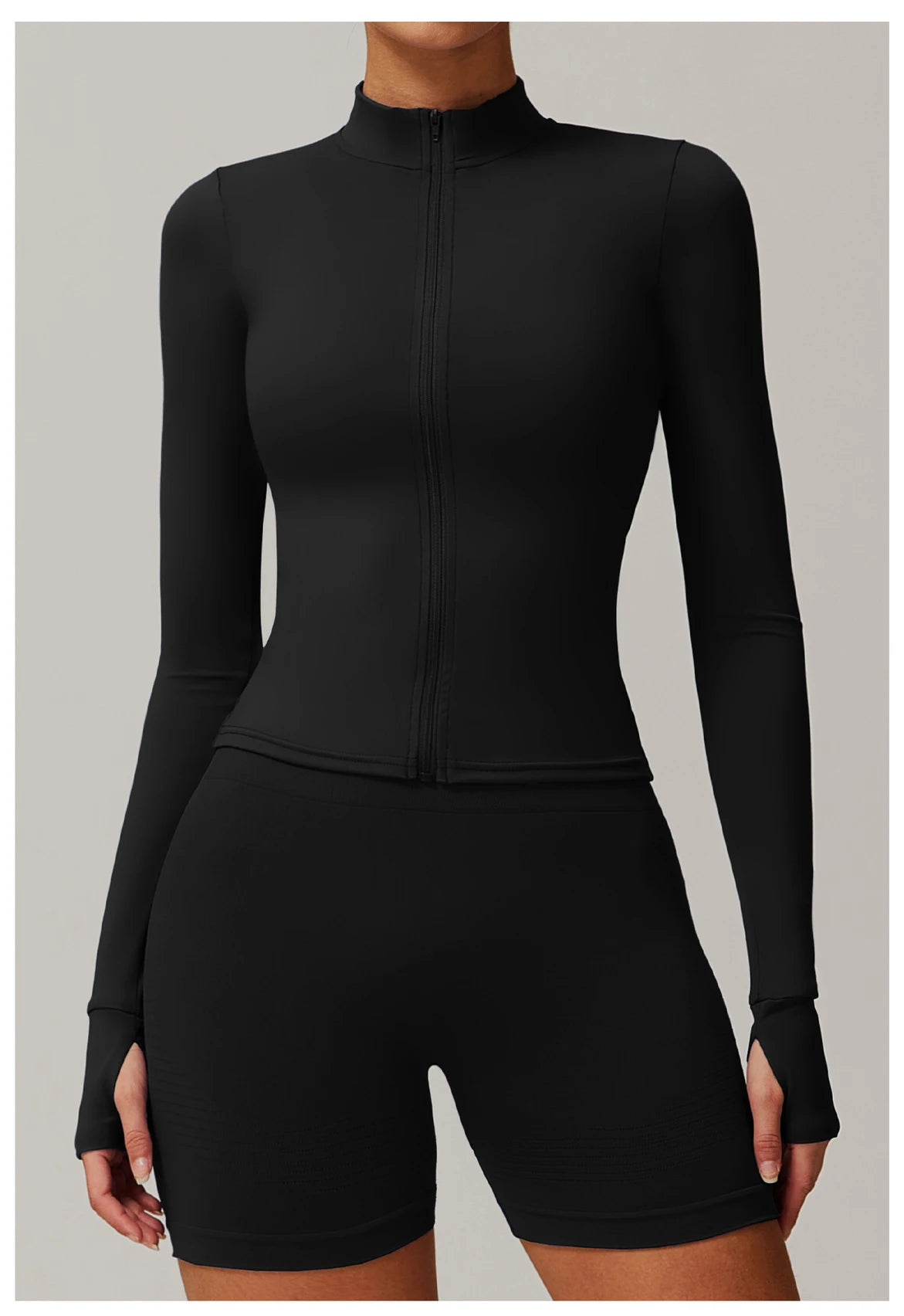 Women's Zip Long Sleeve Yoga Jacket – Slim Fit Gym Training Top