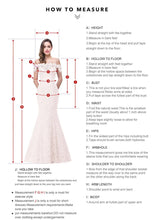 Instructional guide on how to take measurements for wedding dress fitting, including height, bust, waist, and hip.