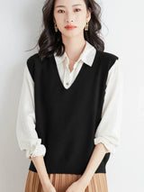 Women Loose V-Neck Knit Vest