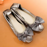 Women Leather Bowknot Slip-On Ballerina Flats