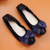 Women Leather Bowknot Slip-On Ballerina Flats