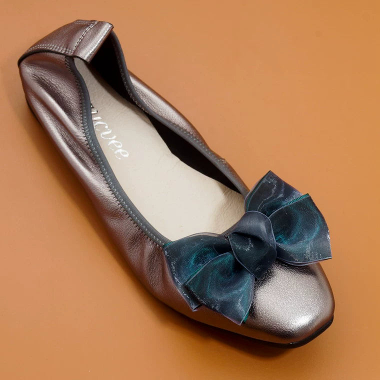 Women Leather Bowknot Slip-On Ballerina Flats