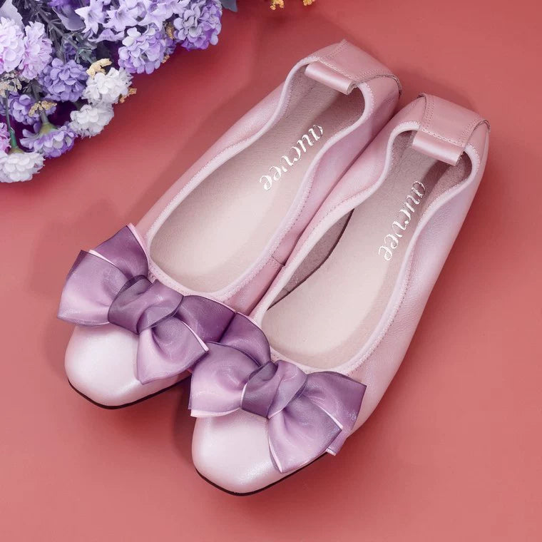 Women Leather Bowknot Slip-On Ballerina Flats