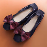 Women Leather Bowknot Slip-On Ballerina Flats