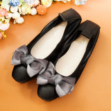 Women Leather Bowknot Slip-On Ballerina Flats