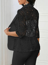 PatchworkÉlan™ – Lace Patchwork Blazer (European Style, Pocket Flaps, Button Front)