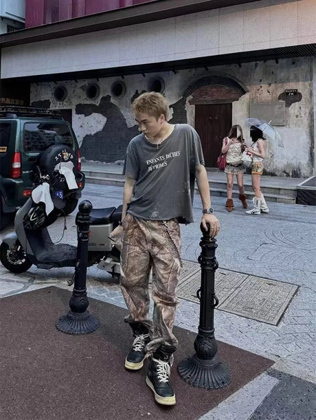 Distressed Letter Print Loose Fit T-Shirt | by Anwer Fancy | Worldwide Shipping