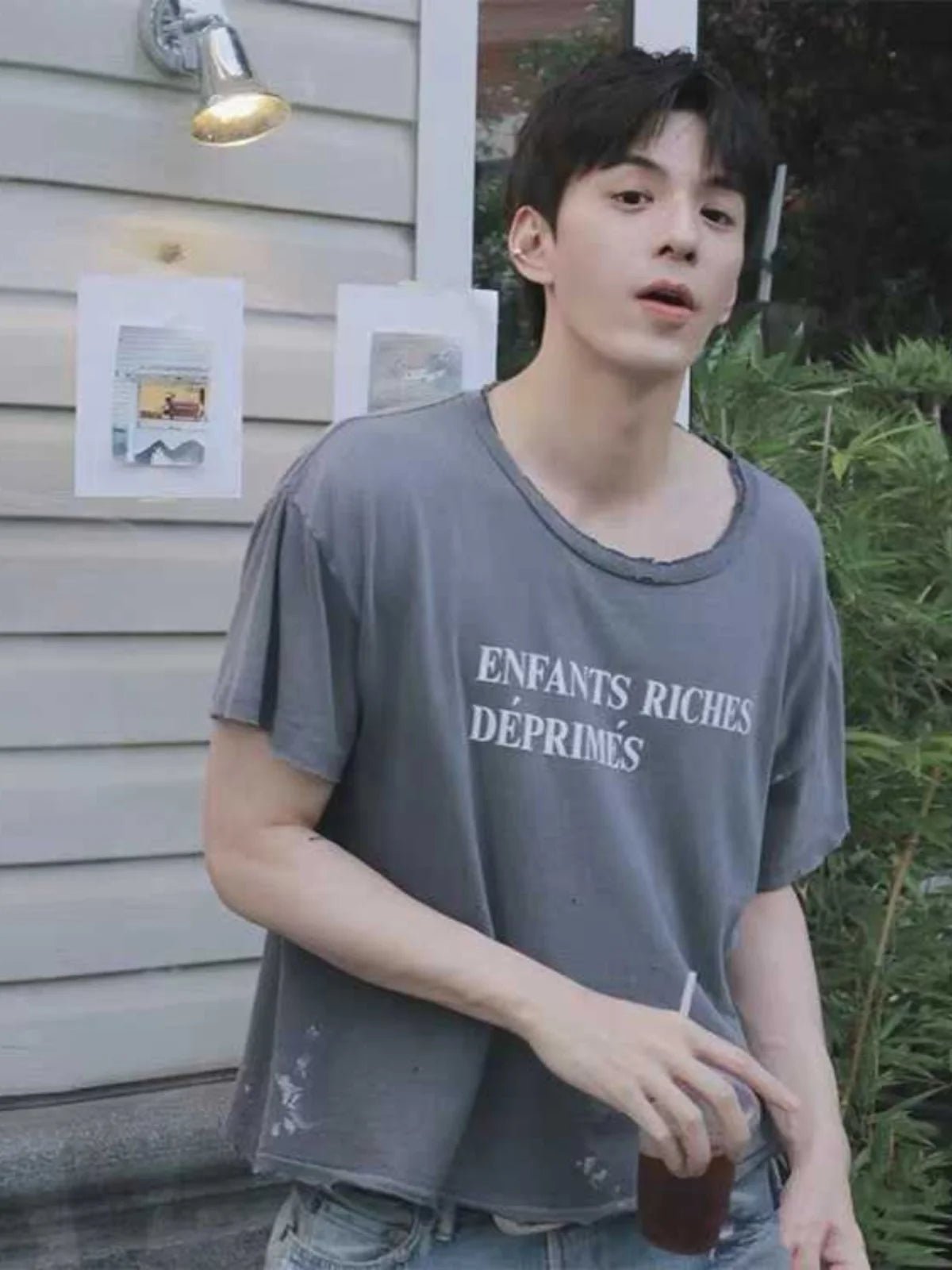 Distressed Letter Print Loose Fit T-Shirt | by Anwer Fancy | Worldwide Shipping