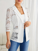 Sheerlace™ – Open Front Lace Blazer (Elegant 3/4 Sleeve, Sheer Look, Washable)