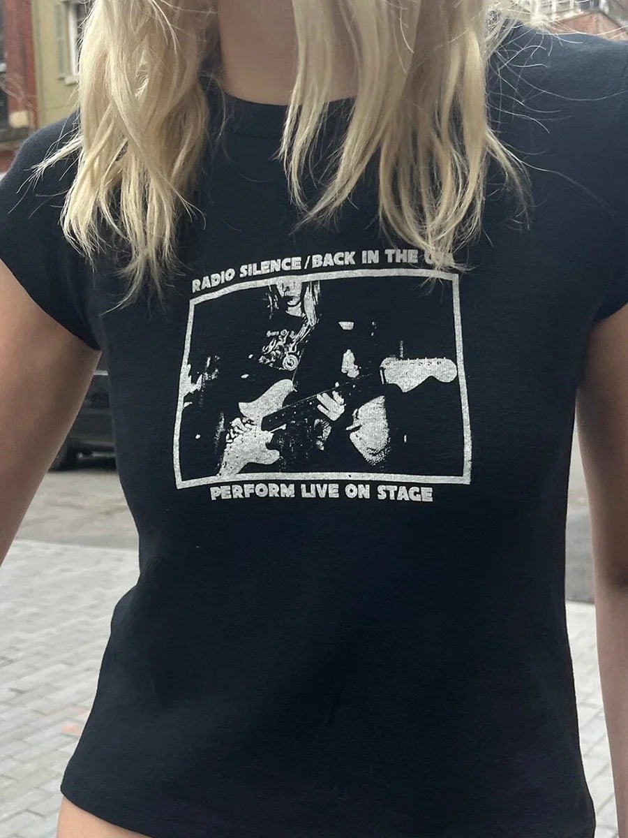 Guitar Band Print Vintage T-Shirt Women | by Anwer Fancy | Worldwide Shipping