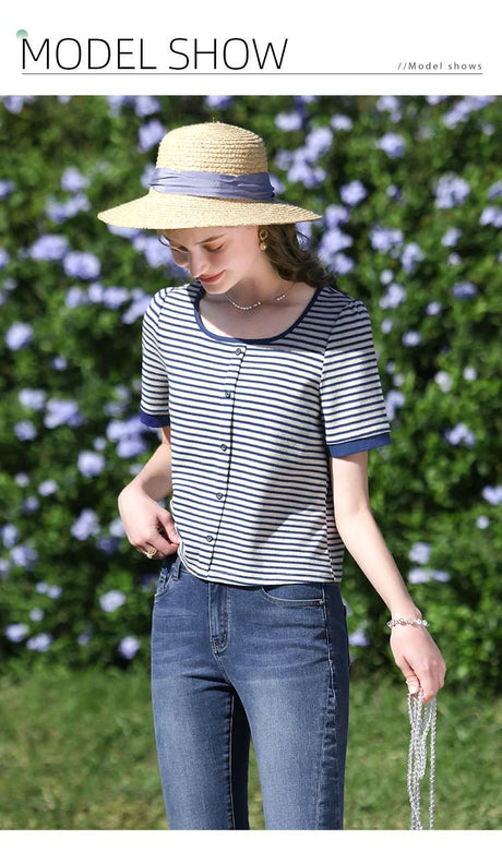 I Believe You Striped Women’s Knit Top | by Anwer Fancy | Worldwide Shipping