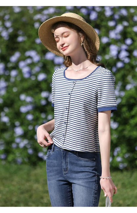 I Believe You Striped Women’s Knit Top | by Anwer Fancy | Worldwide Shipping