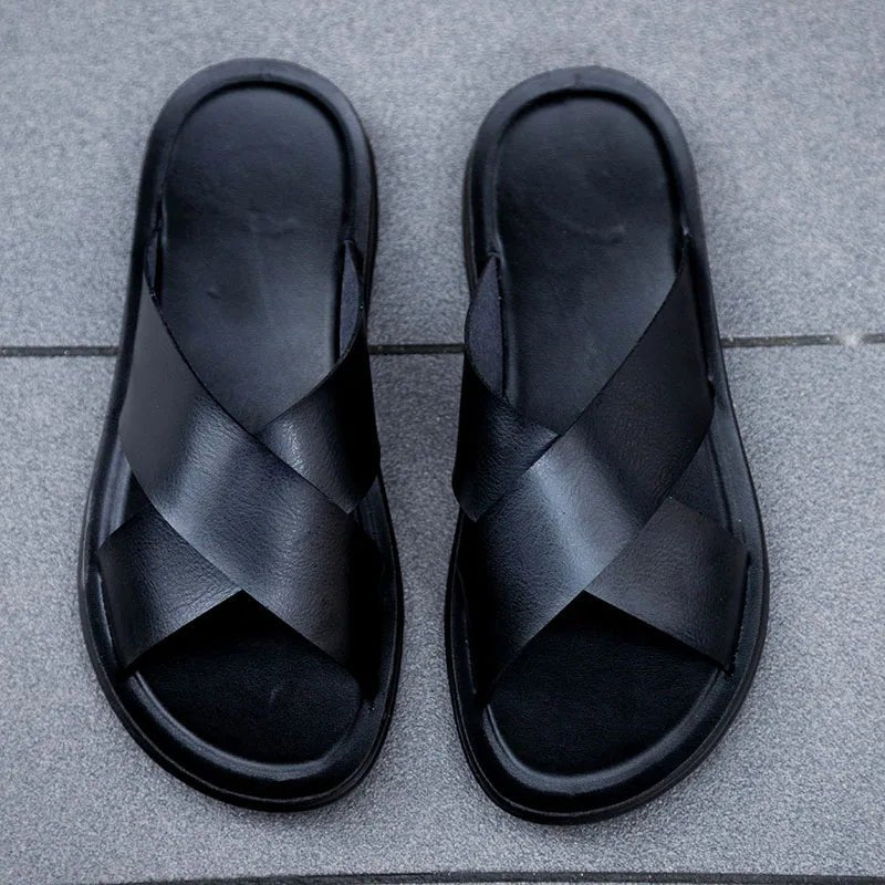 Men Italian PU Leather Slip - On Slippers | by Anwer Fancy | Worldwide Shipping