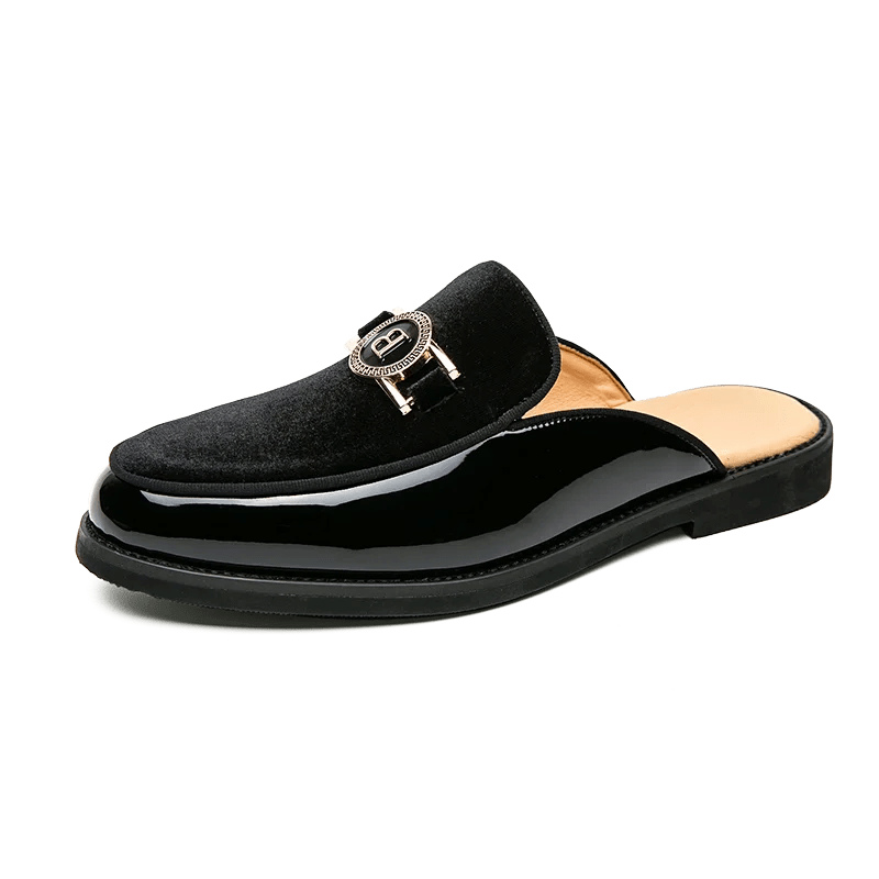 Men’s Black Leather Mules | Men's Mules & Clogs by Anwer Fancy | Worldwide Shipping