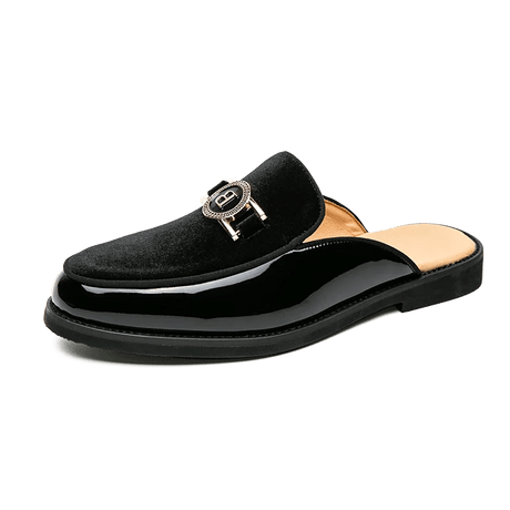 Men’s Black Leather Mules | Men's Mules & Clogs by Anwer Fancy | Worldwide Shipping