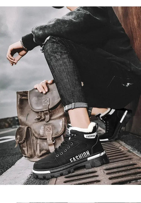Men’s Lace - Up Plush Platform Snow Boots | Men's Snow Boots by Anwer Fancy | Worldwide Shipping