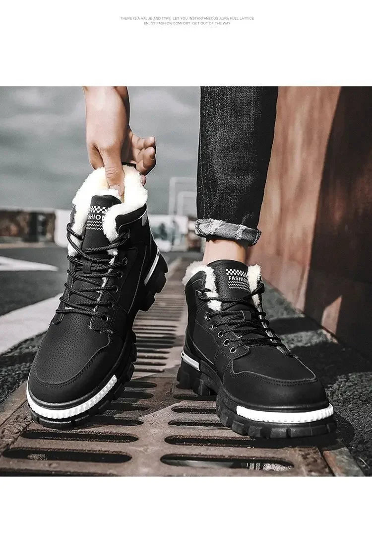 Men’s Lace - Up Plush Platform Snow Boots | Men's Snow Boots by Anwer Fancy | Worldwide Shipping