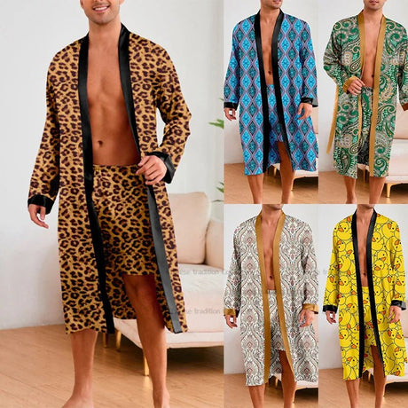 Men’s Leopard Satin Bathrobe Set | Men's Loungewear by Anwer Fancy | Worldwide Shipping