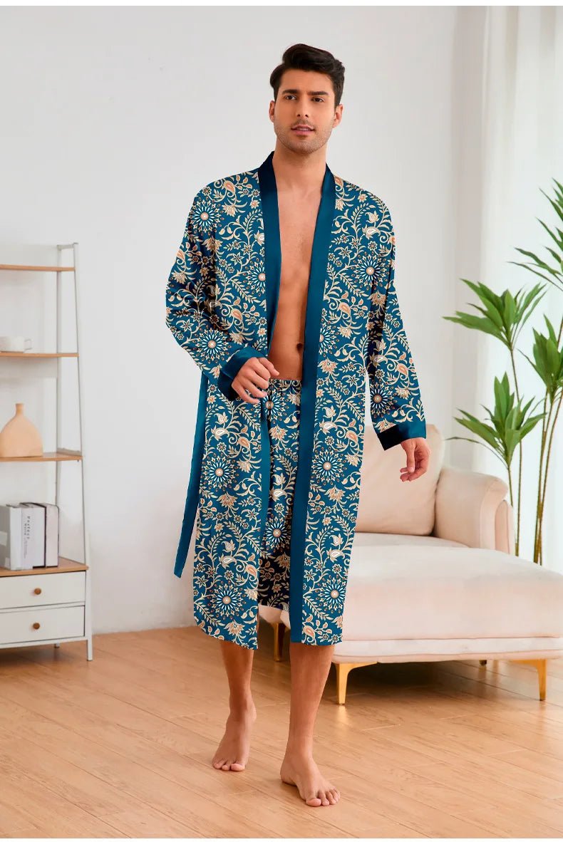 Men’s Leopard Satin Bathrobe Set | Men's Loungewear by Anwer Fancy | Worldwide Shipping