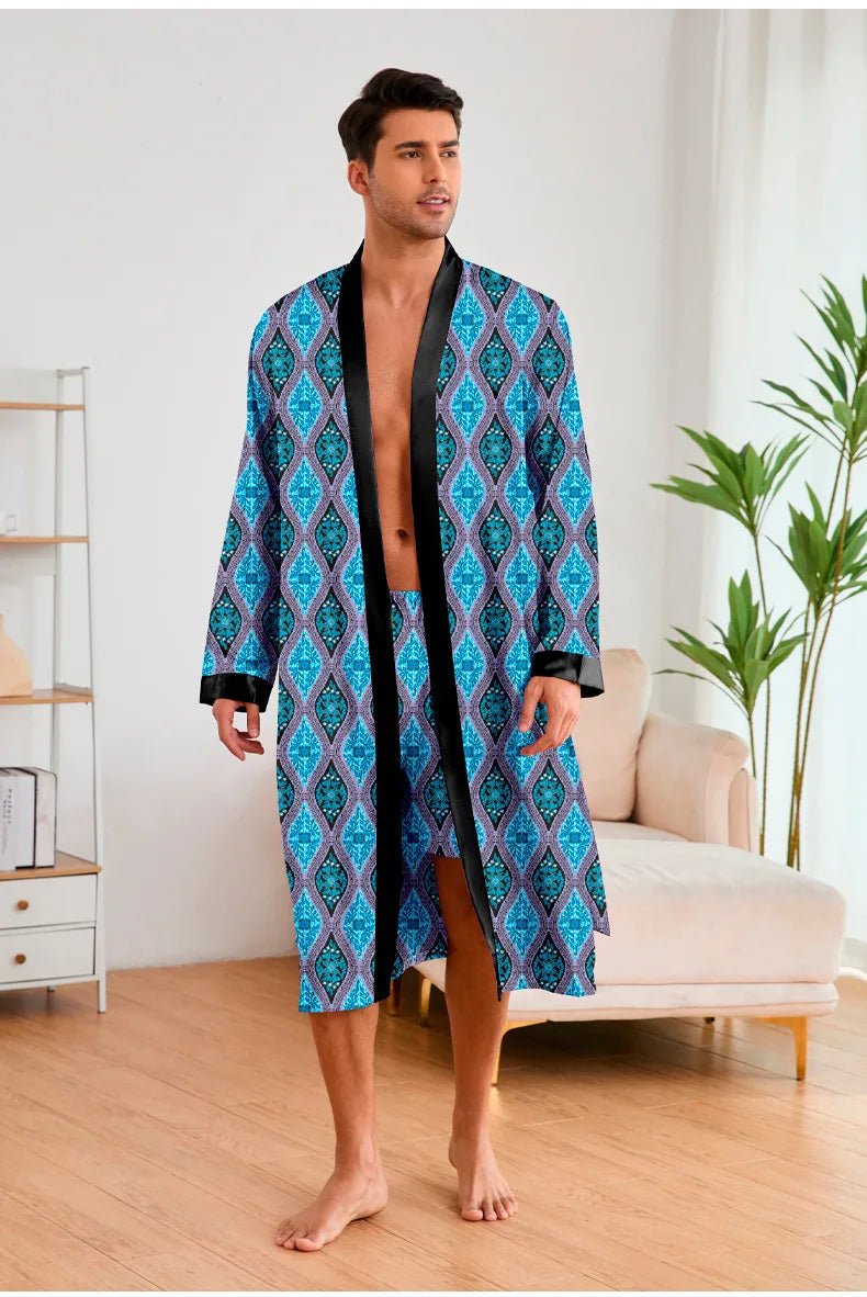 Men’s Leopard Satin Bathrobe Set | Men's Loungewear by Anwer Fancy | Worldwide Shipping