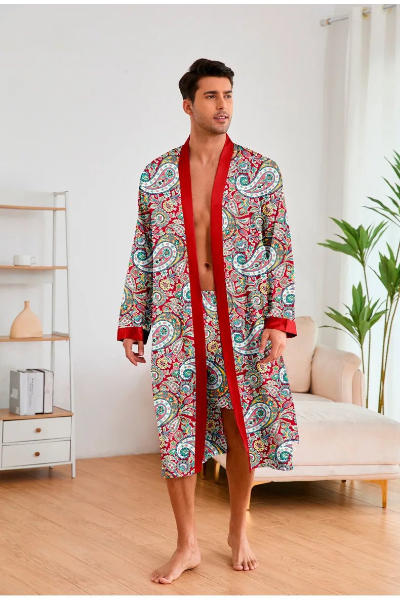 Men’s Leopard Satin Bathrobe Set | Men's Loungewear by Anwer Fancy | Worldwide Shipping