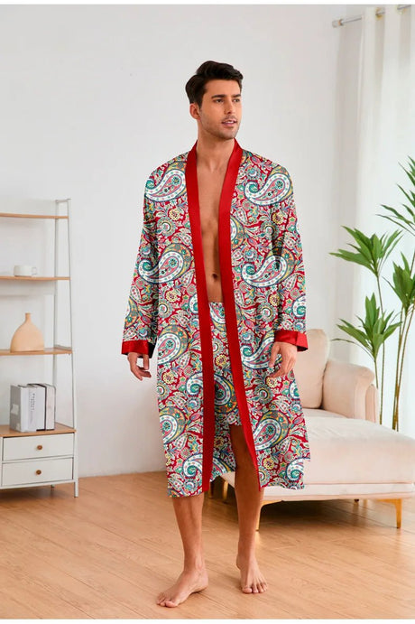 Men’s Leopard Satin Bathrobe Set | Men's Loungewear by Anwer Fancy | Worldwide Shipping