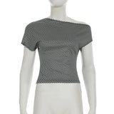 Striped Inclined Collar Crop Top Women | by Anwer Fancy | Worldwide Shipping