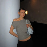 Striped Inclined Collar Crop Top Women | by Anwer Fancy | Worldwide Shipping