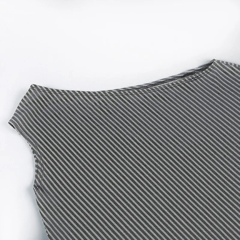 Striped Inclined Collar Crop Top Women | by Anwer Fancy | Worldwide Shipping