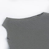 Striped Inclined Collar Crop Top Women | by Anwer Fancy | Worldwide Shipping